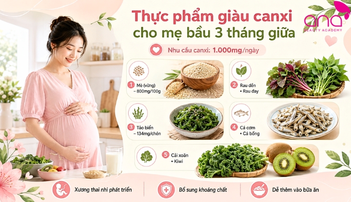 Thực phẩm giàu canxi cho mẹ bầu 3 tháng giữa