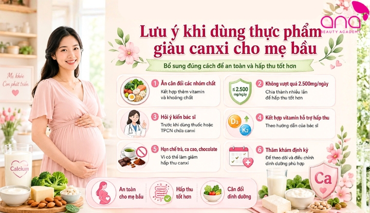 Lưu ý khi dùng thực phẩm giàu canxi cho mẹ bầu