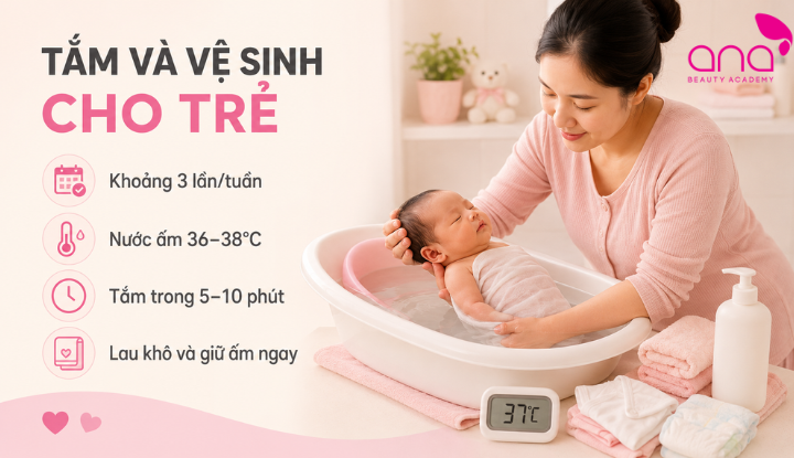 Cách tắm trẻ sơ sinh sạch sẽ, nhẹ nhàng bằng nước ấm