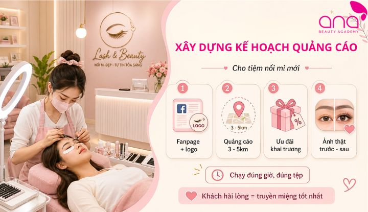 Chi phí mở tiệm nối mi đầu tư vào quảng cáo 