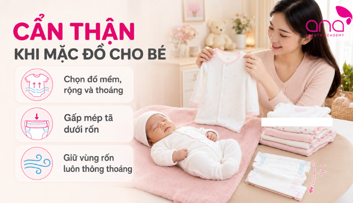 Gấp mép tã thấp hơn rốn để hạn chế cọ xát 