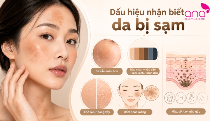 Những thay đổi về màu sắc và bề mặt da 